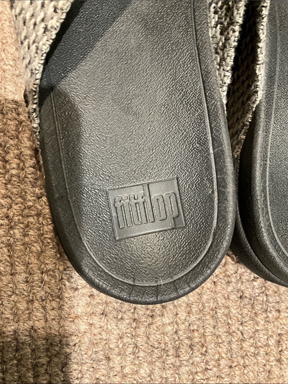 FitFlop Black with Silver Woven Thong Sandals - Picture 2 of 6